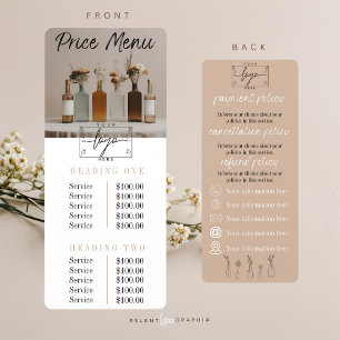 Boho Bottles Flowers Price & Policy Menu