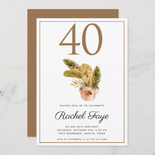 Boho Bouquet 40th Birthday Party Invitation