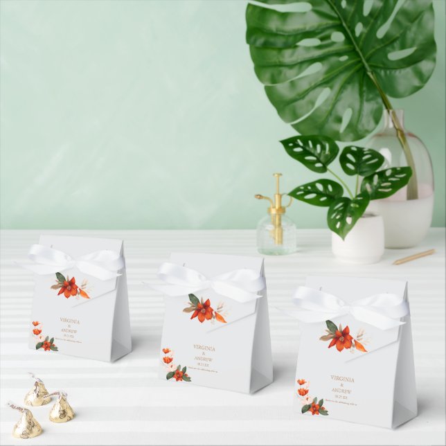 Boho bouquet with fiery flowers favour box (Multiple)