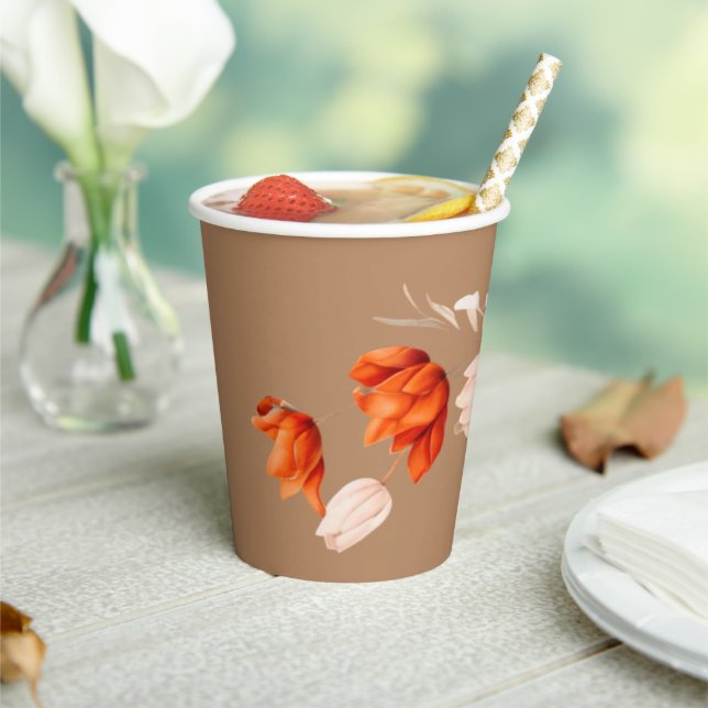 Boho bouquet with fiery flowers paper cups (Insitu)