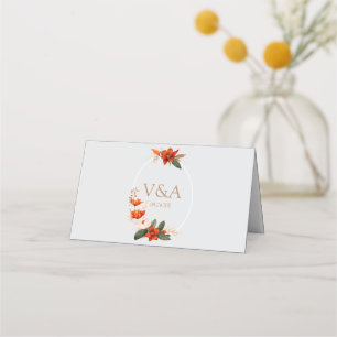 Boho bouquet with fiery flowers place card