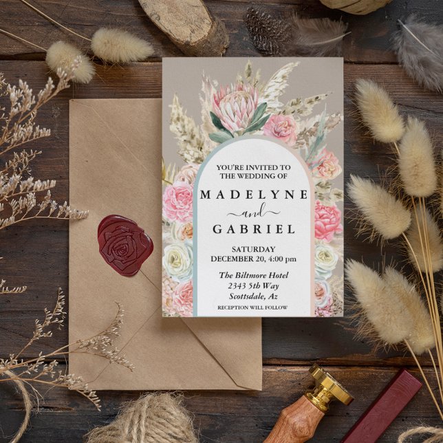  Boho Bouquets Pampas Grass Arch  Frame Invitation (Creator Uploaded)