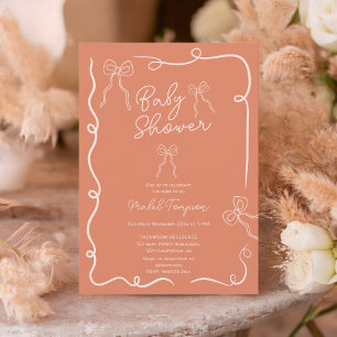 Boho bows ribbon illustrations Baby shower Invitation