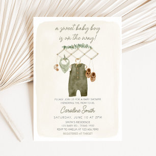 Boho Boy Baby Clothes Baby Shower Invitation