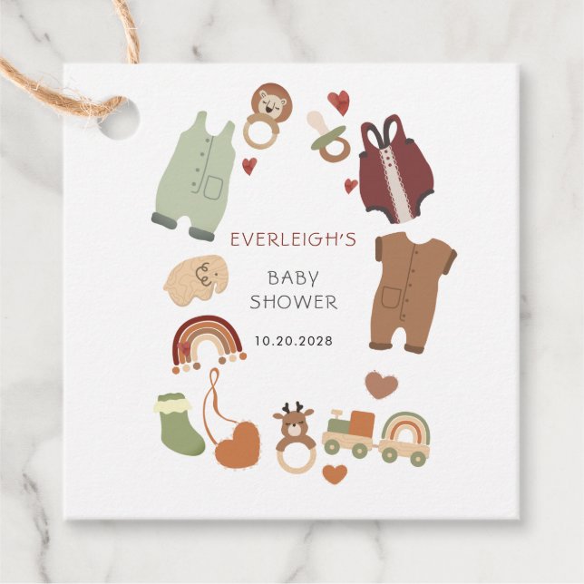 Boho Boy Baby Shower Gift Tag (Front)