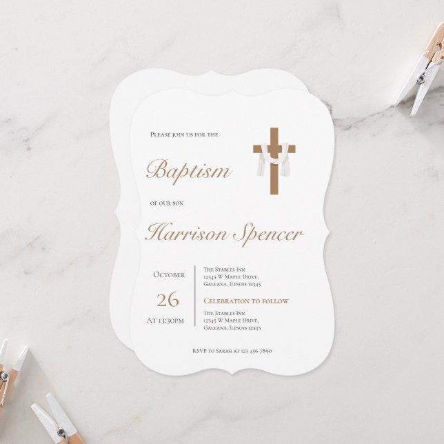 Boho Boy Baptism Invitation  (Front/Back In Situ)
