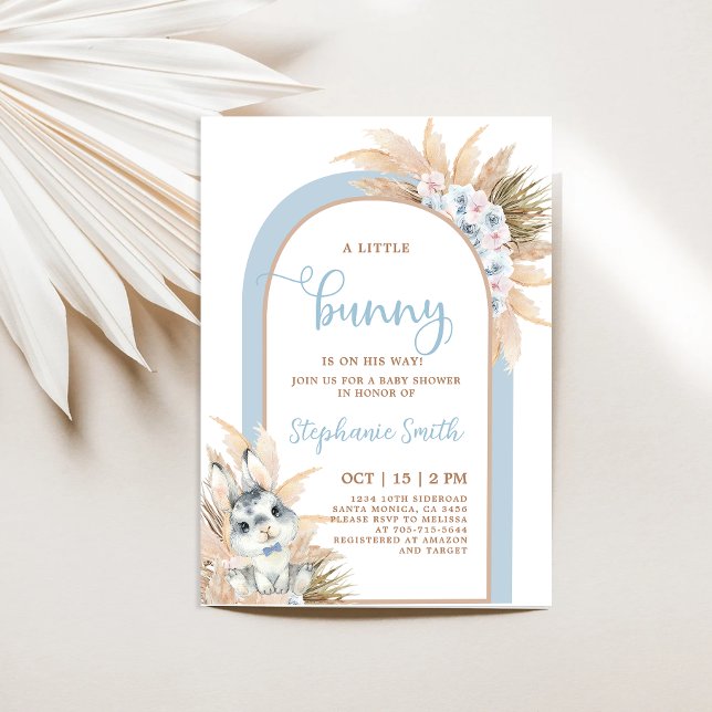 Boho Boy Bunny Baby Shower Invitation (Creator Uploaded)