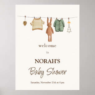 Boho Boy Clothes Baby Shower Welcome Sign Poster