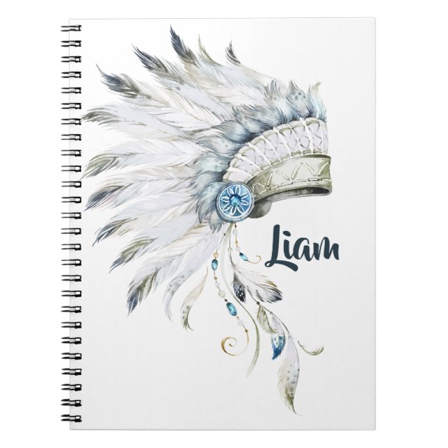 Boho Boy Feather Headdress Custom Journal (Front)