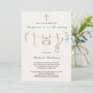 Boho Boy First Birthday and Baptism Invitation