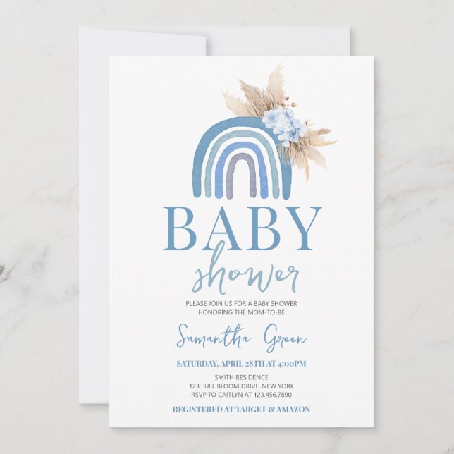 Boho Boy Rainbow Baby Shower Invitation (Front)
