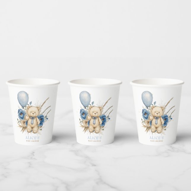 Boho Boy Teddy Bear Baby Shower Party Decorations  Paper Cups (Multi)