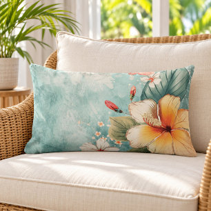 Boho Breezy Tropical Flower Lumbar Cushion