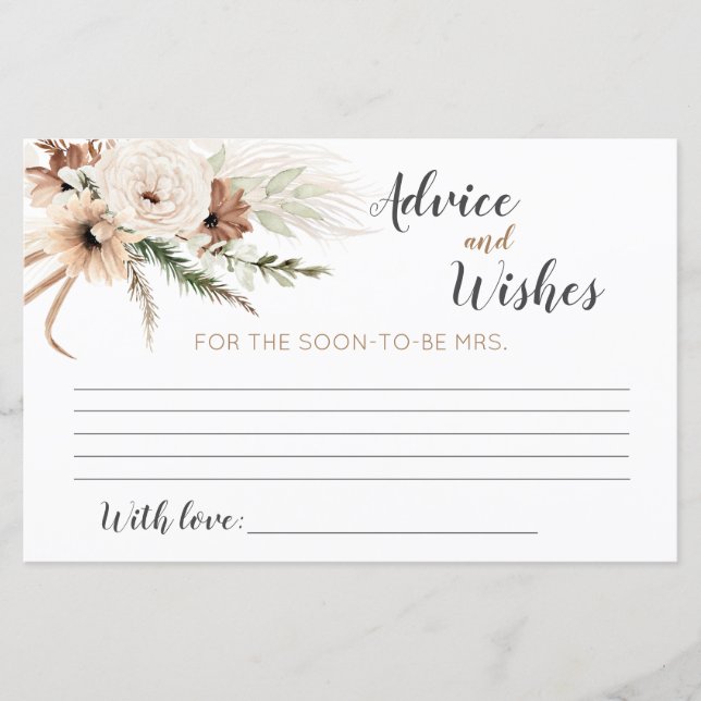 Boho Bridal Shower Advice Card (Front)