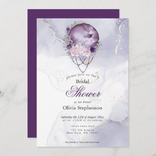 Boho Bridal Shower Amethyst Maroon Full Moon Invitation