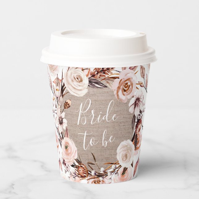 Boho Bridal Shower Cups Burlap Bride To Be (Front)