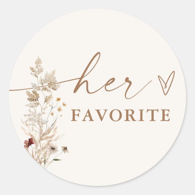 Boho Bridal Shower Favour Sticker | Modern Floral (Front)
