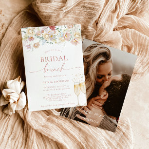Boho Bridal Shower Invite Modern Floral Brunch