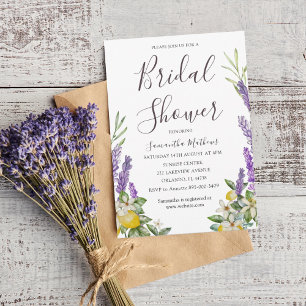 Boho Bridal Shower Lemon & Lavender Foliage Invita Invitation