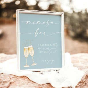 Boho Bridal Shower Mimosa Bar Sign Dusty Blue