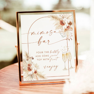Boho Bridal Shower Mimosa Bar Sign   Pampas Grass