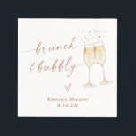 Boho Bridal Shower Napkins | Brunch & Bubbly<br><div class="desc">These Cocktail Napkins feature hand-painted watercolor champagne flutes and is a perfect way to accent your event's cocktail,  food or dessert table! Easily edit most wording,  text colour and background colour to match your style and event!</div>