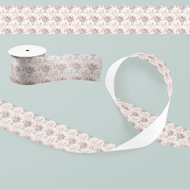 Boho Bridal Shower Pattern Satin Ribbon (Creator Uploaded)