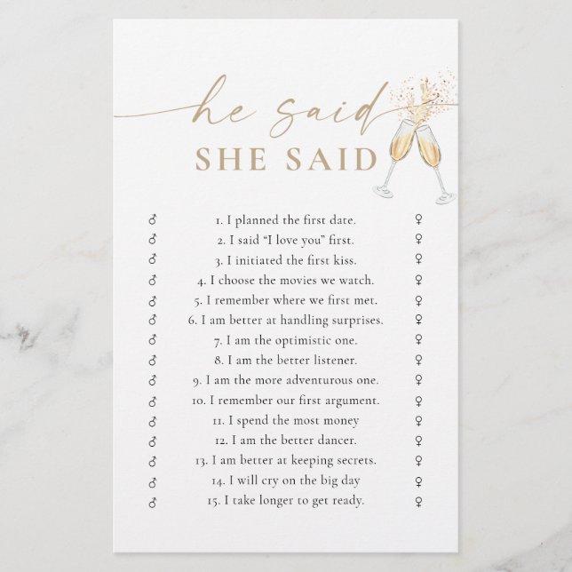 Boho Bridal Shower Shoe Game Card (Front)