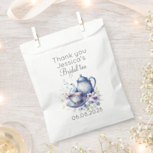 Boho Bridal Tea Blue Floral Vintage Bridal Shower Favour Bag