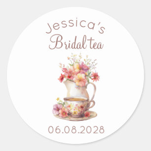 Boho Bridal Tea Floral Vintage Bridal Shower Classic Round Sticker