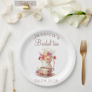 Boho Bridal Tea Floral Vintage Bridal Shower Paper Plate