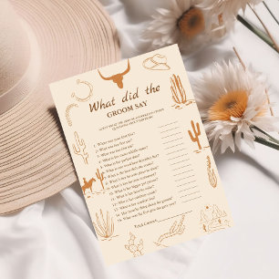 Boho Bride & groom trivia bridal shower game Card