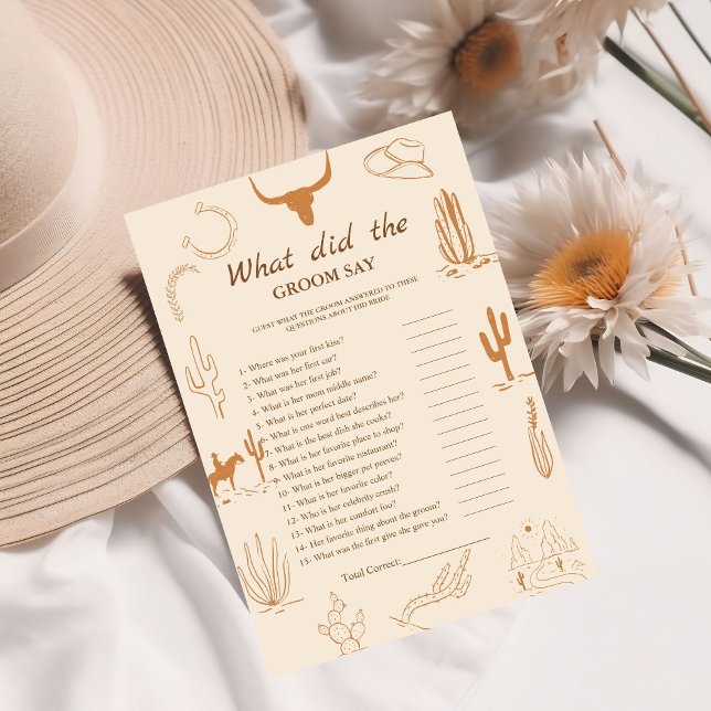 Boho Bride & groom trivia bridal shower game Card (Creator Uploaded)