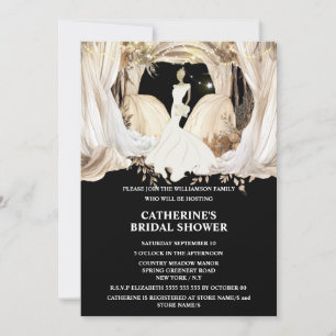 Boho bride white wedding dress drapes chic invitation