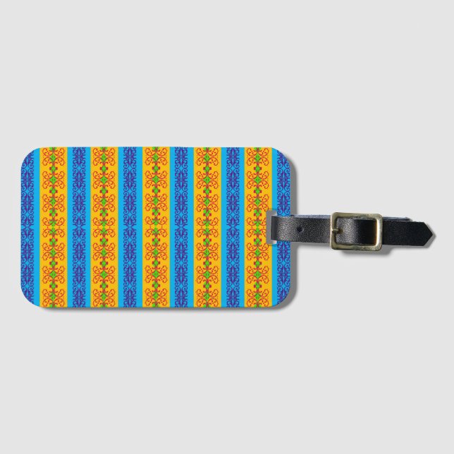 Boho Brocade Stripe Luggage Tag (Front Horizontal)