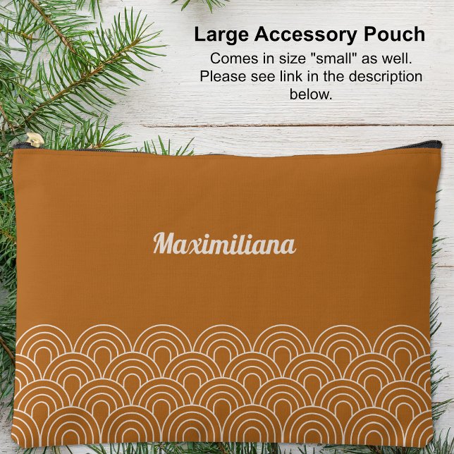 Boho Brown - Arches Glam Large Accessory Pouch (Boho Brown - Arches Glam Large Accessory Pouch by Leapfroglisics Shop)