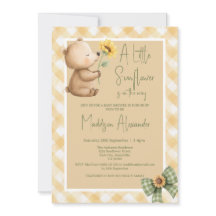 Boho Brown Bear Sunflower Baby Shower