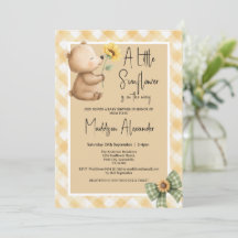Boho Brown Bear Sunflower Baby Shower