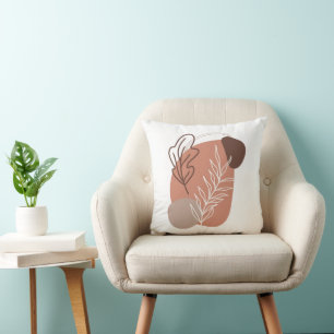 Boho Brown Beige Neutral Colours Abstract Cushion