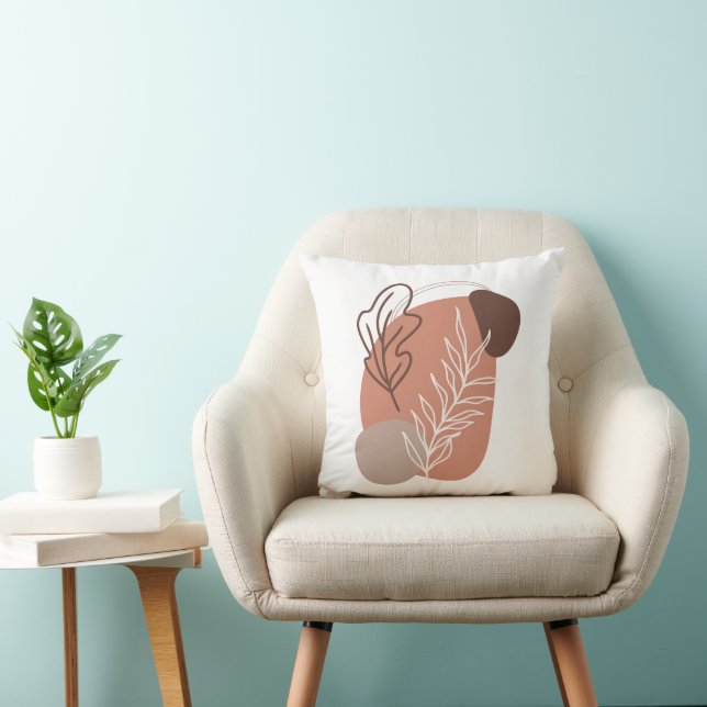 Boho Brown Beige Neutral Colours Abstract Cushion (Chair)