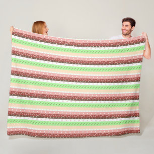Boho Brown, Burgundy, Green and Mauve Whimsical   Fleece Blanket