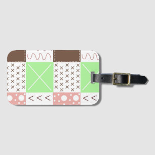 Boho Brown, Burgundy, Green and Mauve Whimsical    Luggage Tag