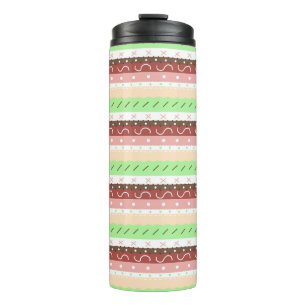 Boho Brown, Burgundy, Green and Mauve Whimsical  Thermal Tumbler