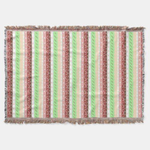 Boho Brown, Burgundy, Green and Mauve Whimsical  Throw Blanket