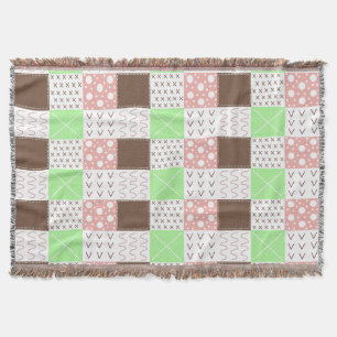 Boho Brown, Burgundy, Green and Mauve Whimsical   Throw Blanket