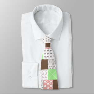 Boho Brown, Burgundy, Green and Mauve Whimsical   Tie