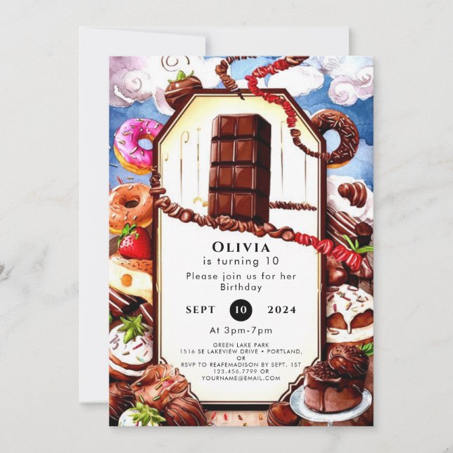 Boho Brown Chocolate Birthday Invitation (Front)