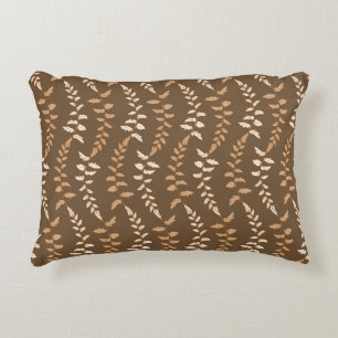 Boho Brown Cream Fern Strings - seamless pattern. Decorative Cushion