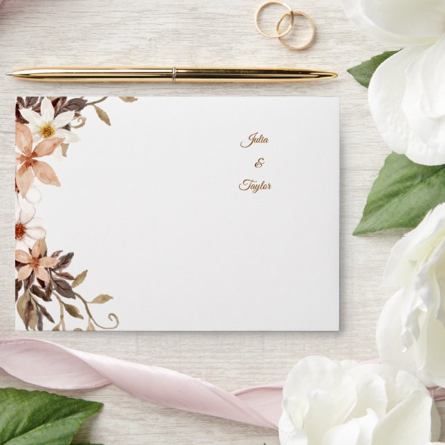 Boho Brown Floral  Envelope (Wedding)