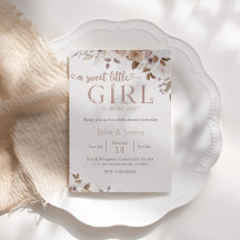 Boho Brown Floral Girl Baby Shower